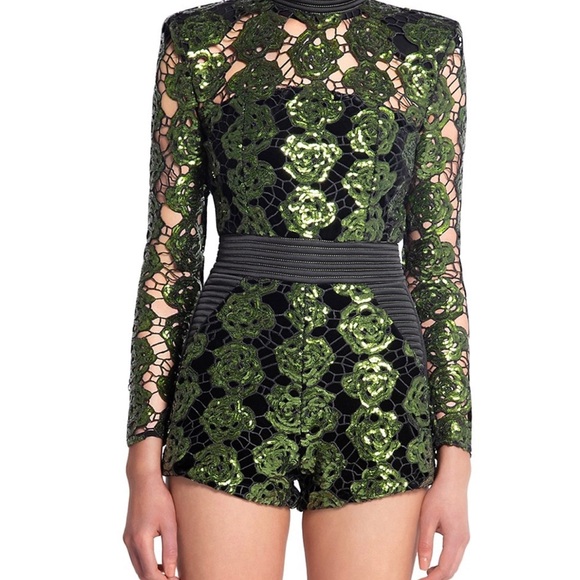 ZHIVAGO Mokai Sequin-Embroidered Lace Playsuit - Picture 2 of 5